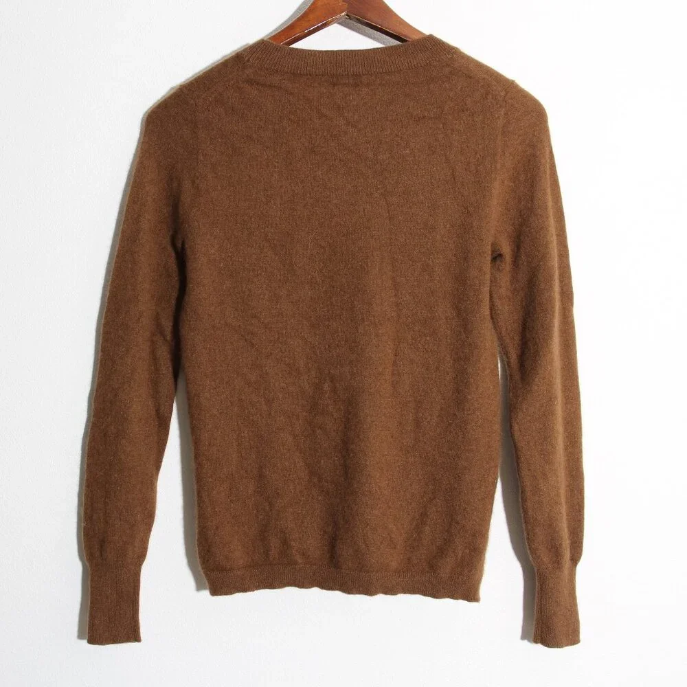 J. Crew 100% Cashmere Classic-Fit Crewneck Sweater Warm Tan Long Sleeve Sz Small